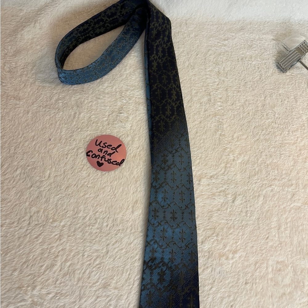 Wembley Blue and Gold Patterned Tie - Picture 3 of 5